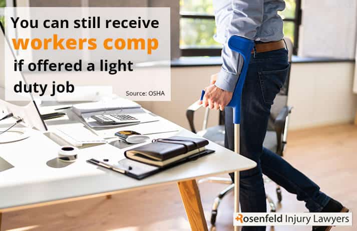 You can still receive workers comp if offered a light duty job