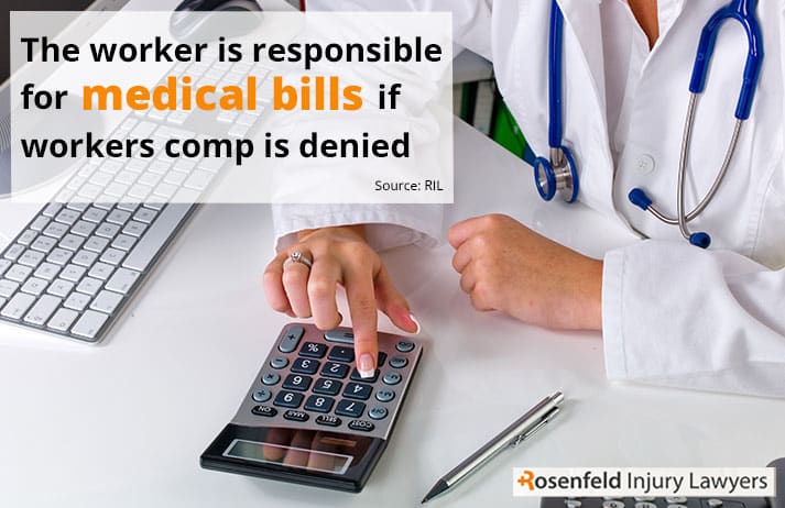 The worker is responsible for medical bills if workers comp is denied